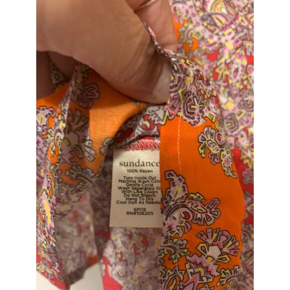 Sundance Boho  Paisley Tassel Sleeveless Orange Rose/Red Size Small Womens Top - Picture 7 of 8